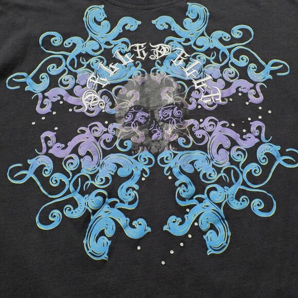 Vtg Pelle Pelle T Shirt Mens XL Black SS Skull Graphic Print Cotton Grunge Y2K - Picture 9 of 12